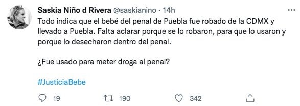 Tuit de Saskia Niño de Rivera