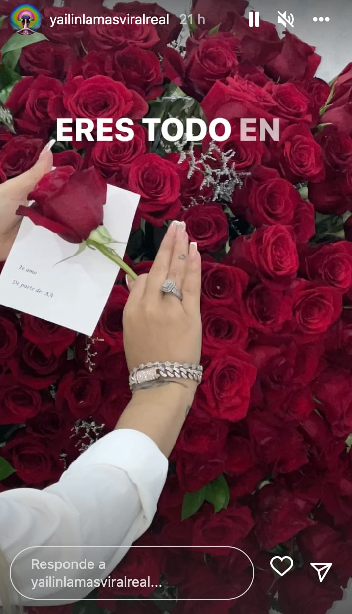 Yailin La Más Viral presume ramo de rosas