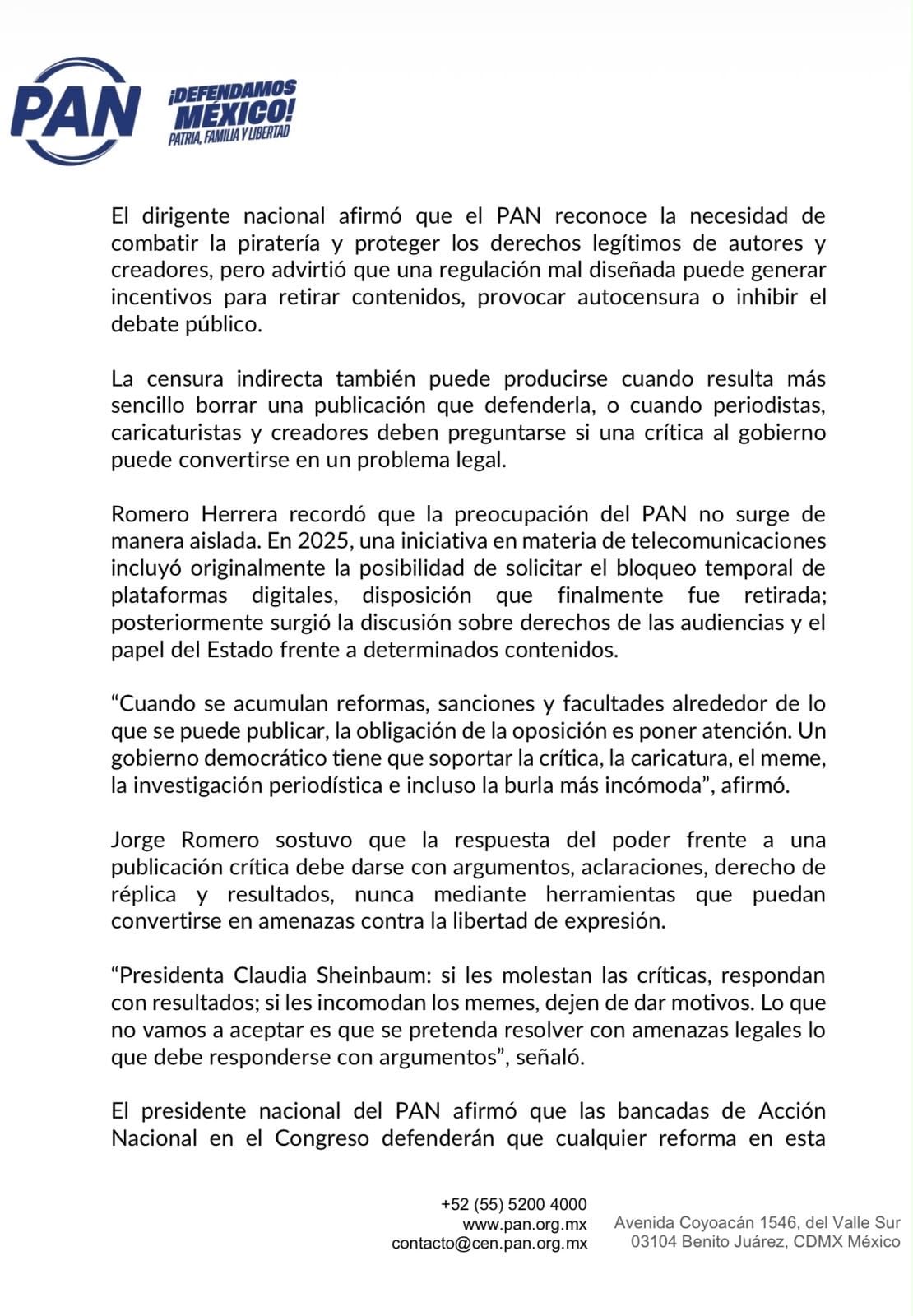PAN reclama intento de Morena de censurar memes y exige garantizar la libertad de expresión
