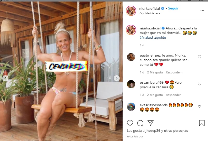Post de Niurka topless en Zipolite.