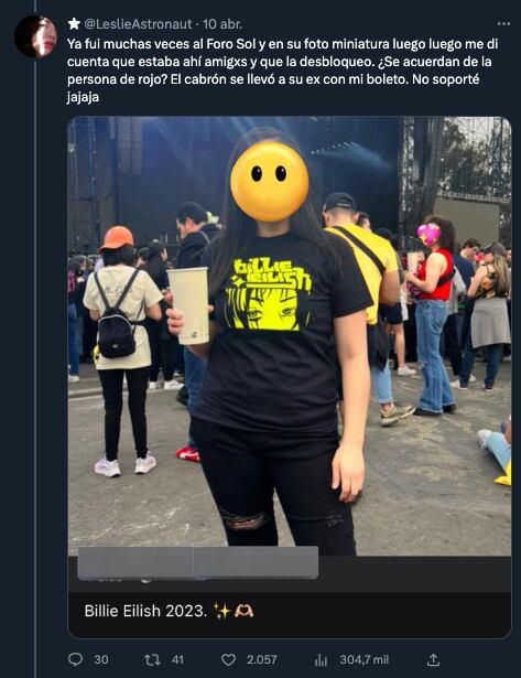 Novio infiel se fue al concierto de Billie Eilish con su ex