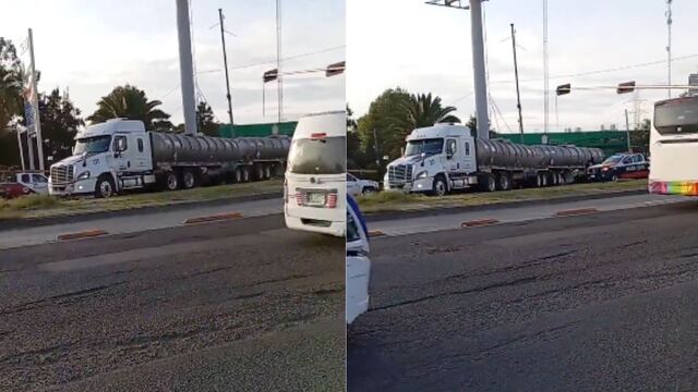 Pipa choca contra semáforo en Vía Morelos de Ecatepec