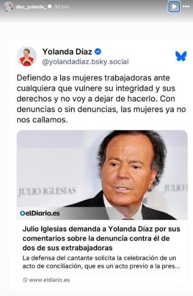Yolanda Díaz responde a Julio Iglesias