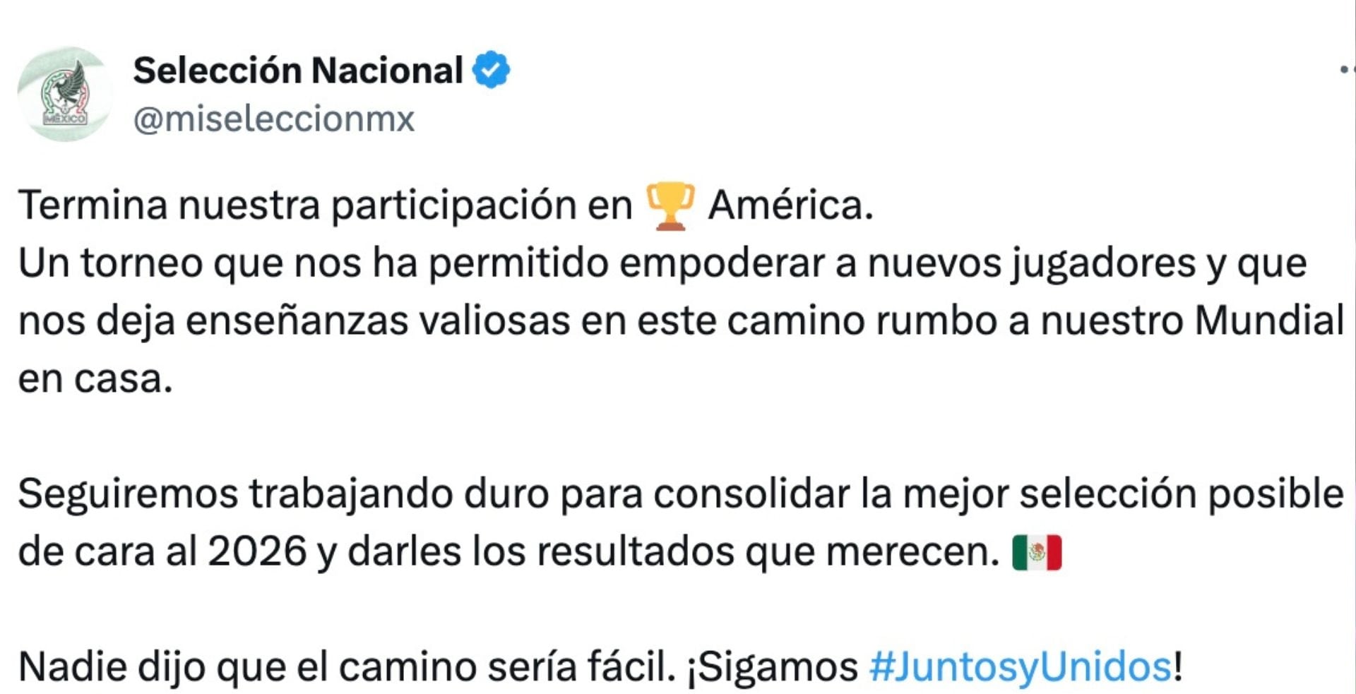 Mensaje de la Selección Mexicana.