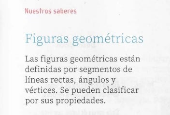 Definición de figuras geométricas en libro de saberes de primer año de la SEP