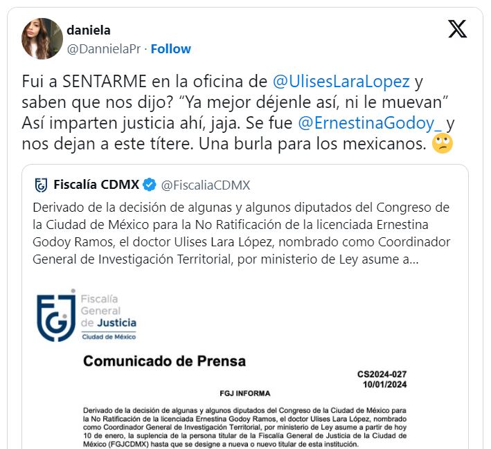 Tuit de Daniela Parra