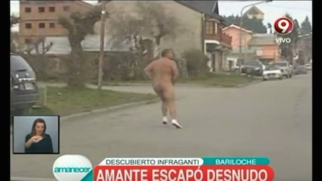 Amante escapa desnudo.