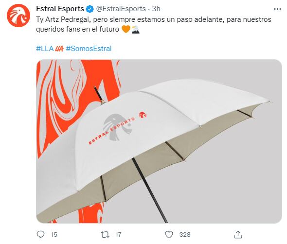 Tuit de Estral Esports por inundación de Artz Pedregal