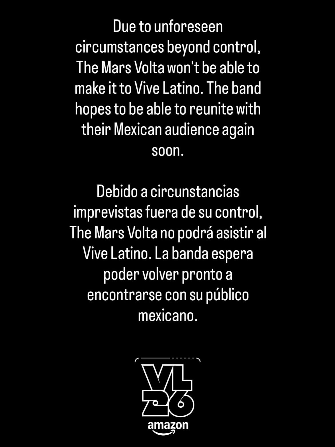 The Mars Volta cancela su show en el Vive Latino 2026