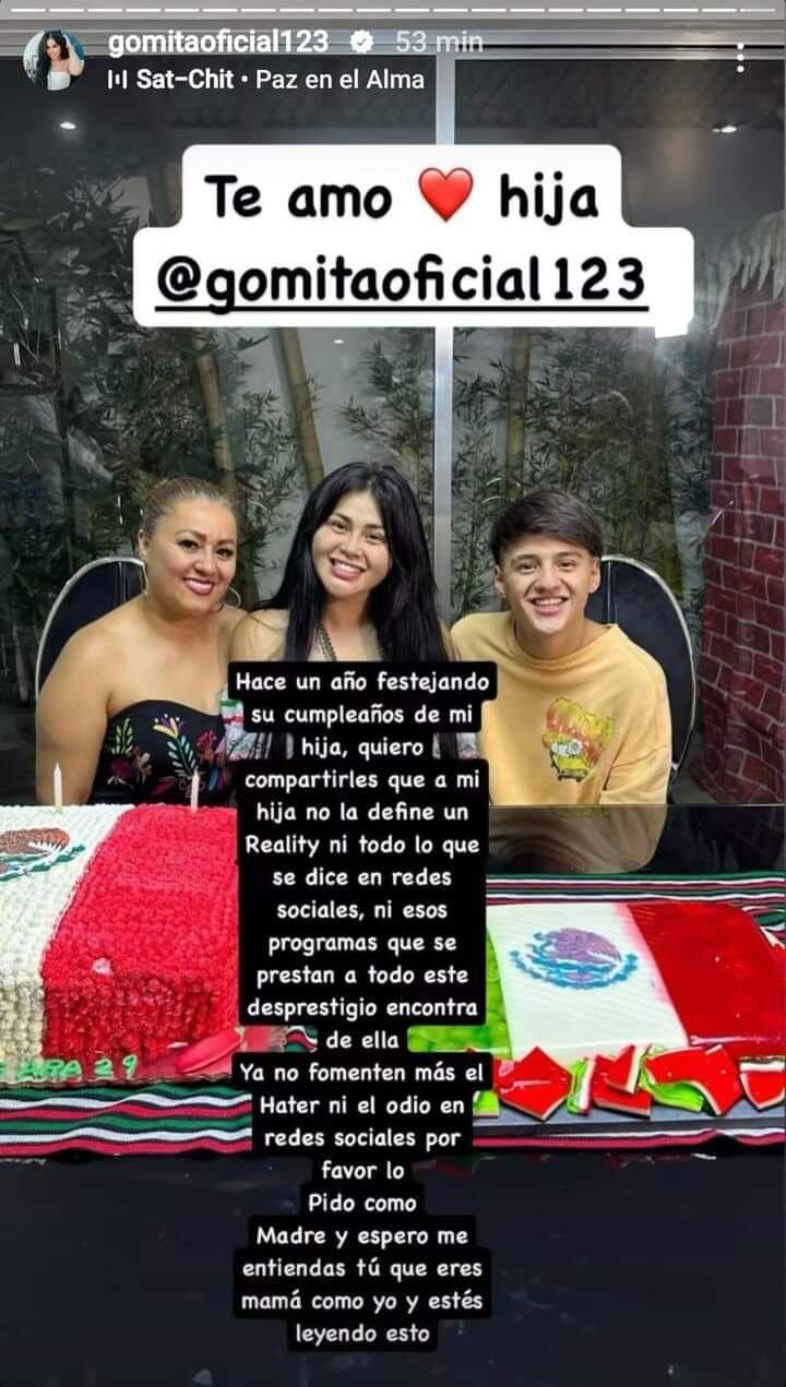 Mamá de Gomita pide alto al hate hacia su hija