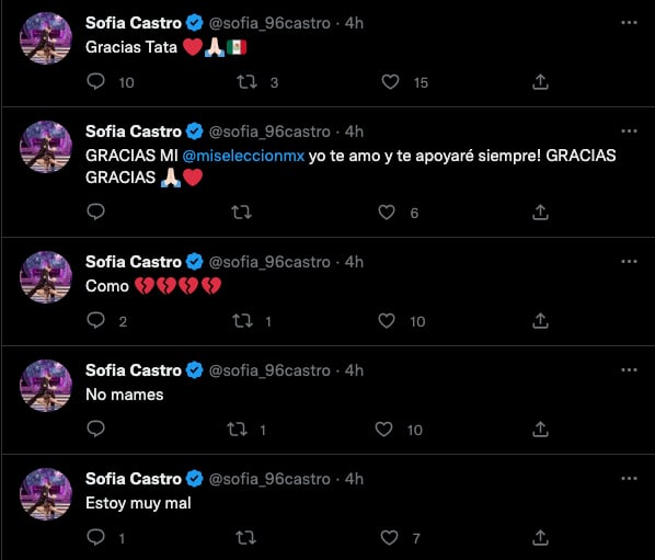 Sofía Castro quedó con el corazón roto por la derrota de la Selección Mexicana