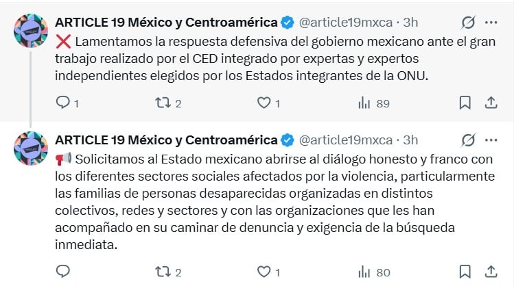 Artículo 19 urge diálogo por desaparecidos en México tras informe de la ONU