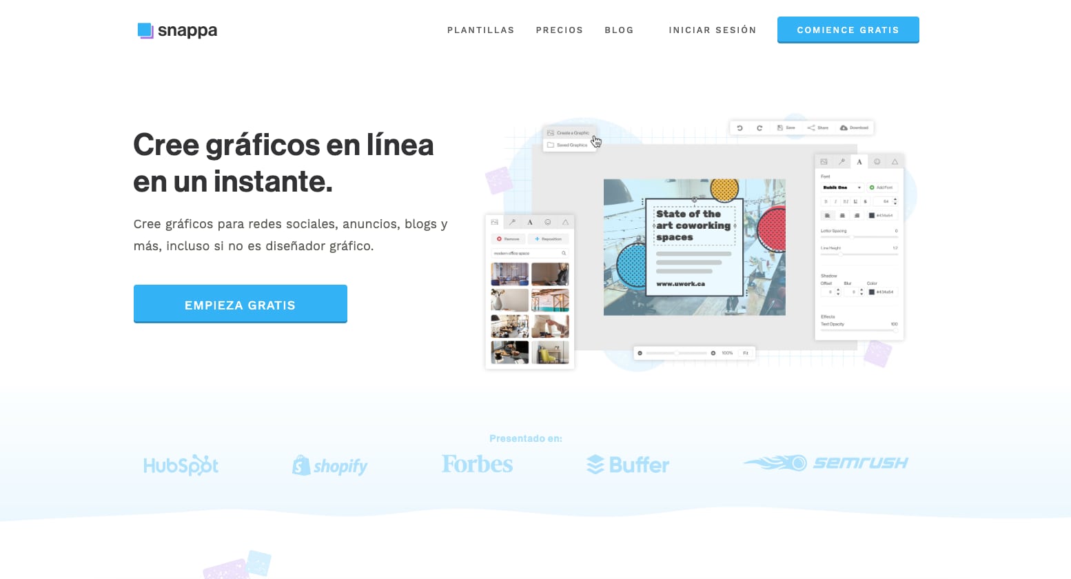 Página principal de Snappa