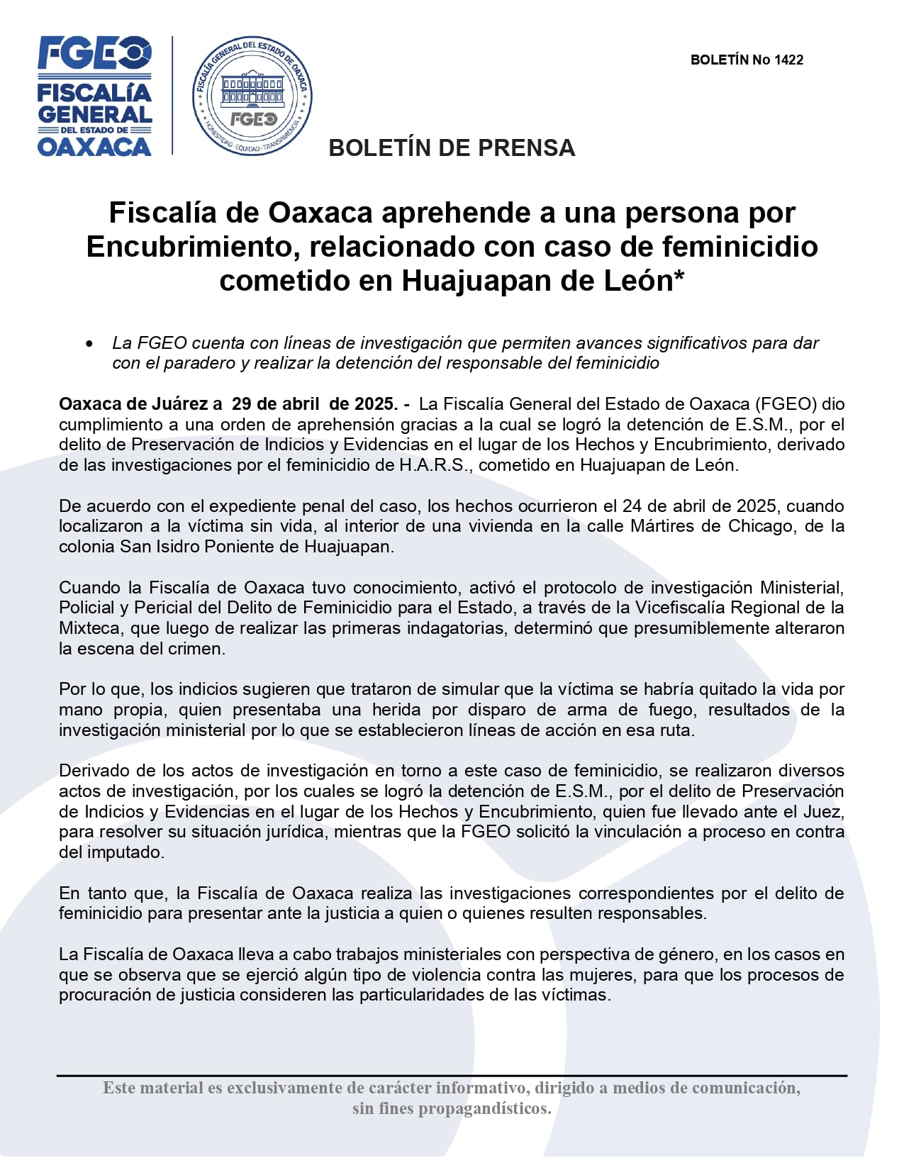Detenido por el feminicidio de Hanna Ali Rosales.