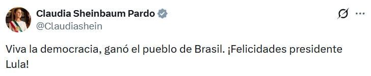 Claudia Sheinbaum celebra la victoria de Lula