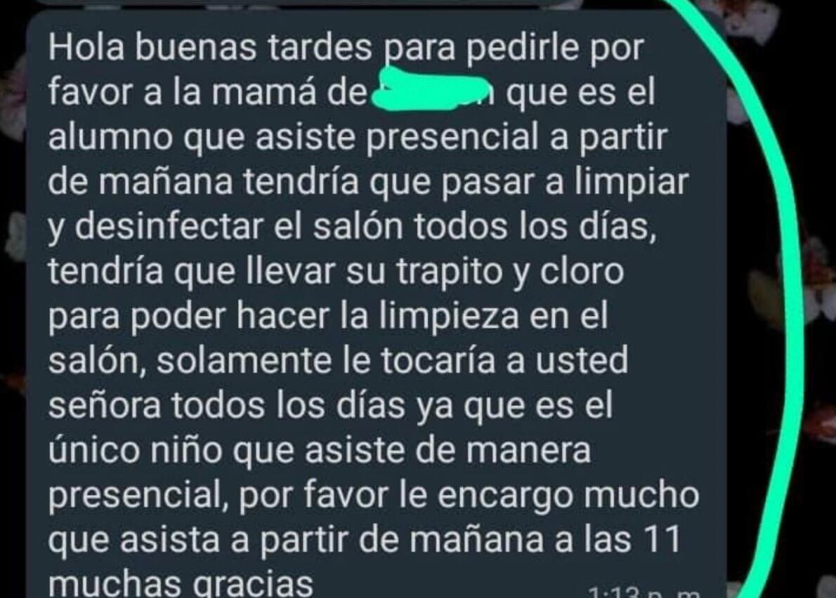 Mensaje de la maestra