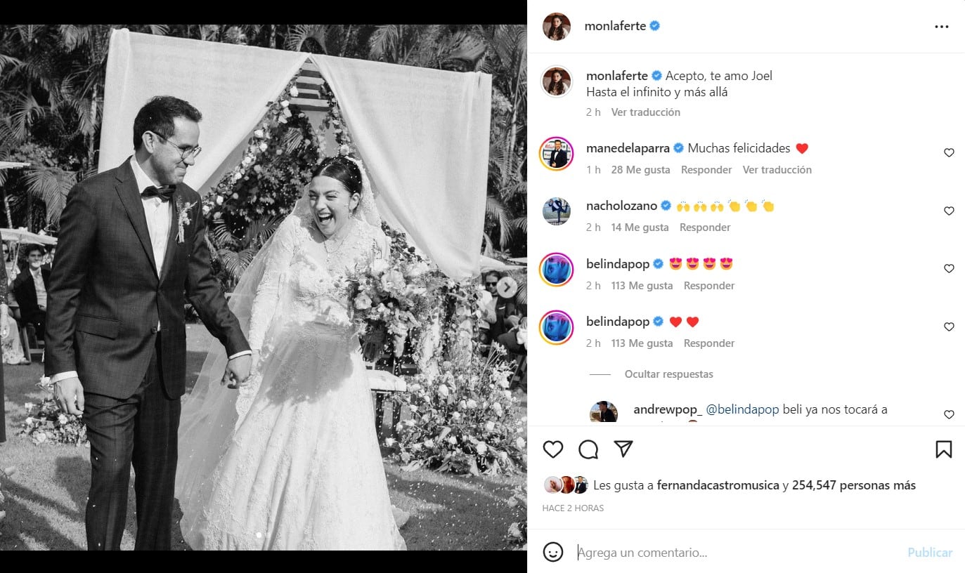 Publicación de Mon Laferte sobre su boda