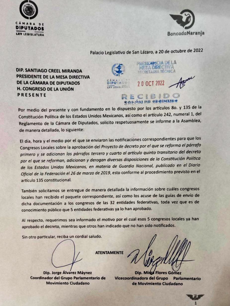 Denuncia de Movimiento Ciudadano contra Adán Augusto López por uso faccioso de la Cámara de Diputados