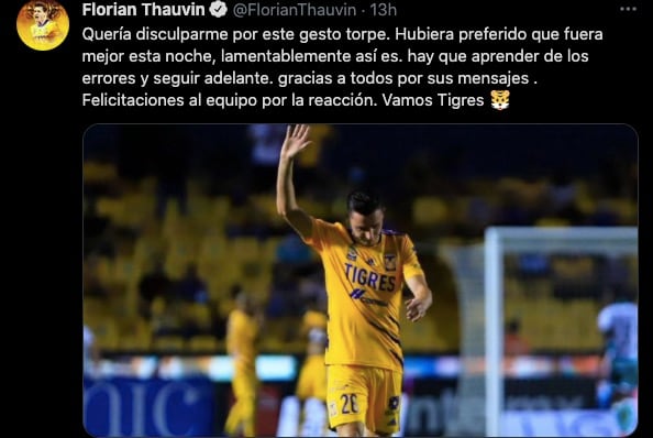 Florian Thauvin se disculpó tras su expulsión
