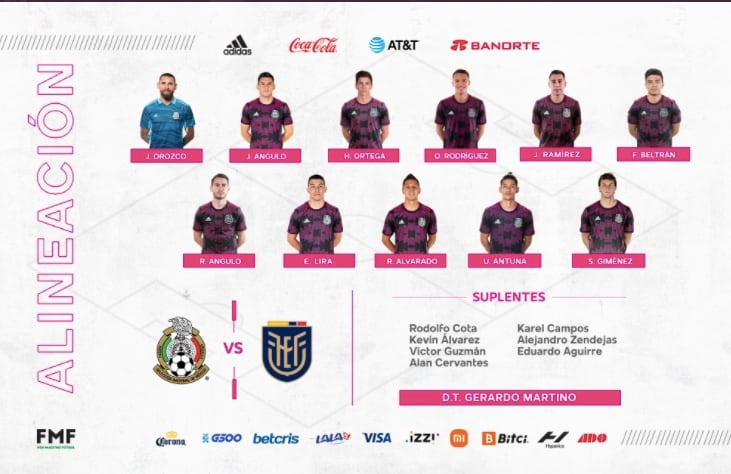 Alineación de México para enfrentar a Ecuador