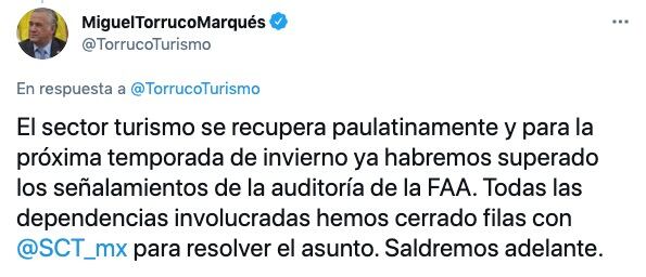 Miguel Torruco/@TorrucoTurismo