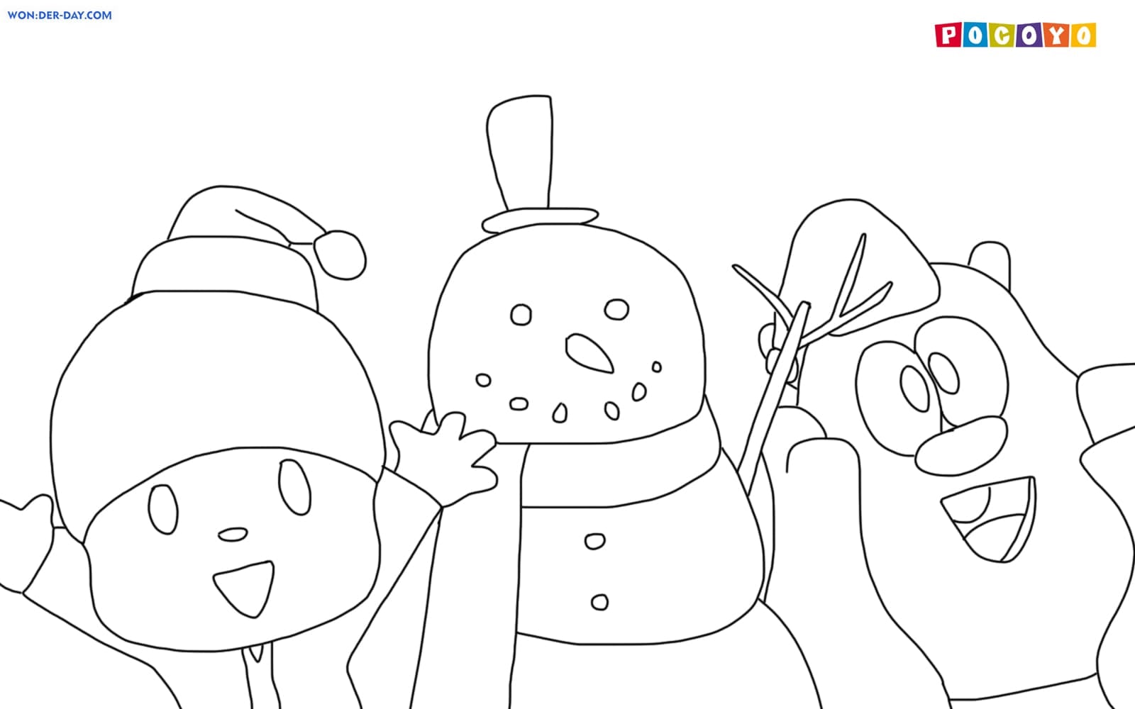 5 dibujos de Pocoyó para colorear por Navidad 2024