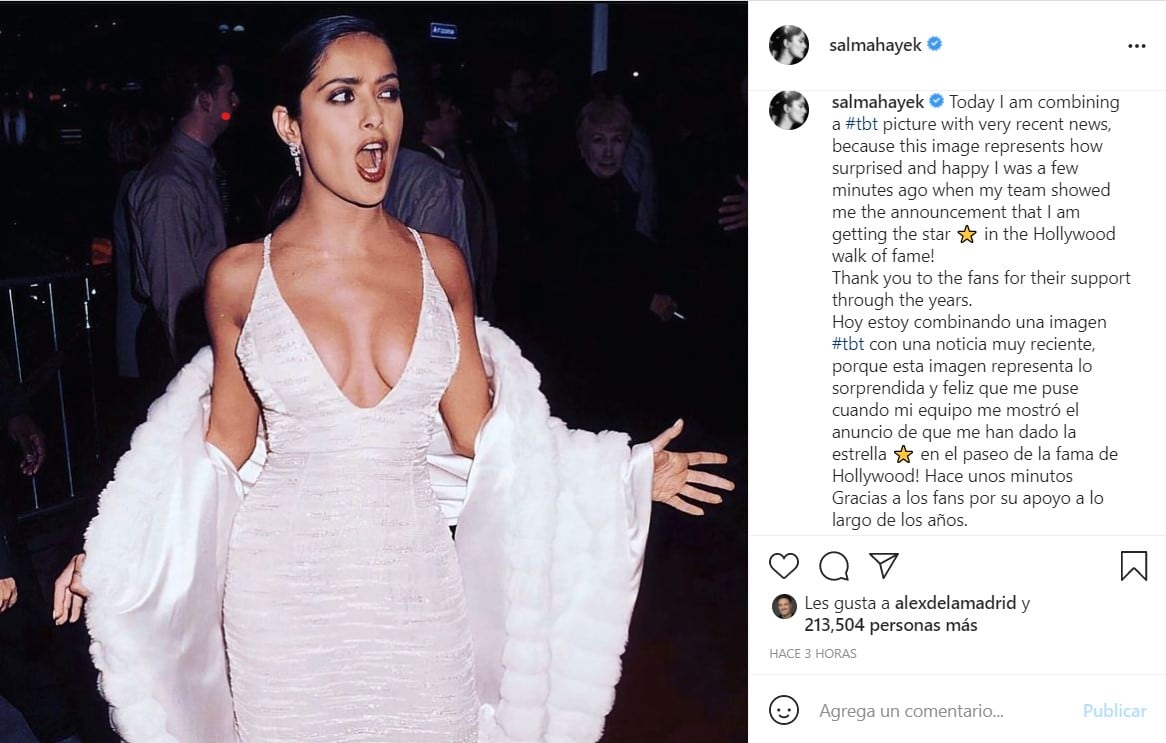 Publicación de Salma Hayek en Instagram