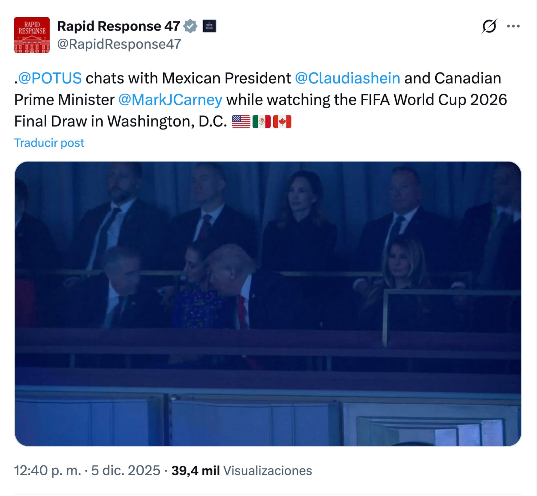 Claudia Sheinbaum reacciona a baile de Trump durante sorteo del Mundial 2026