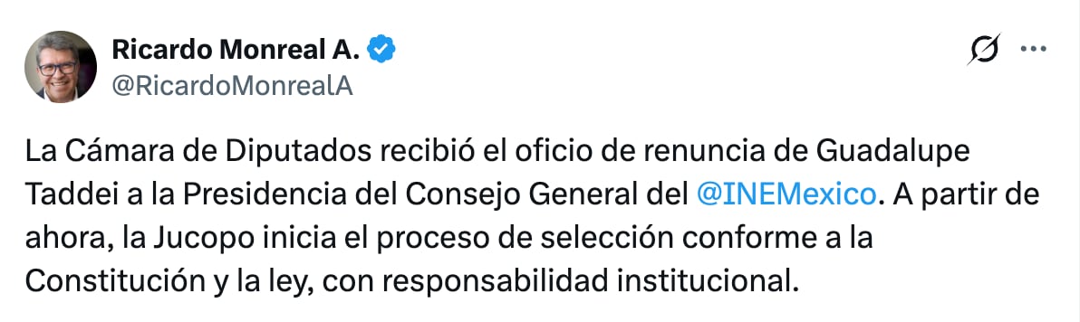 Cámara de Diputados recibe renuncia de Guadalupe Taddei