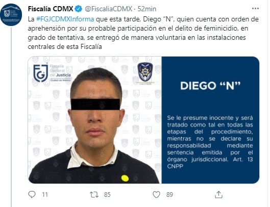 Fiscalía confirma detención de Diego