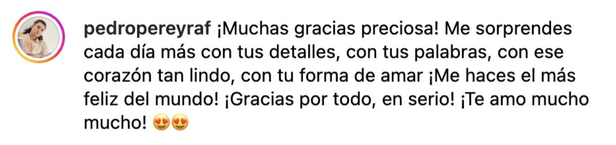 Pedro Pereyra reacciona a la felicitación de Tania Rincón por su cumpleaños