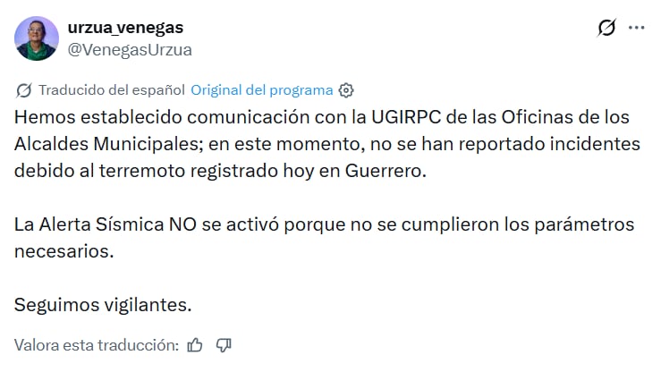 Sin daños en CDMX tras sismo en Guerrero, confirma Protección Civil