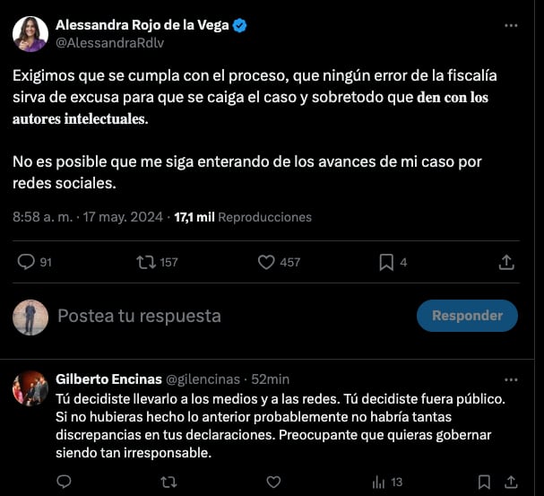 Asesor de Ricardo Monreal culpa a Alessandra Rojo de la Vega por difundir su caso