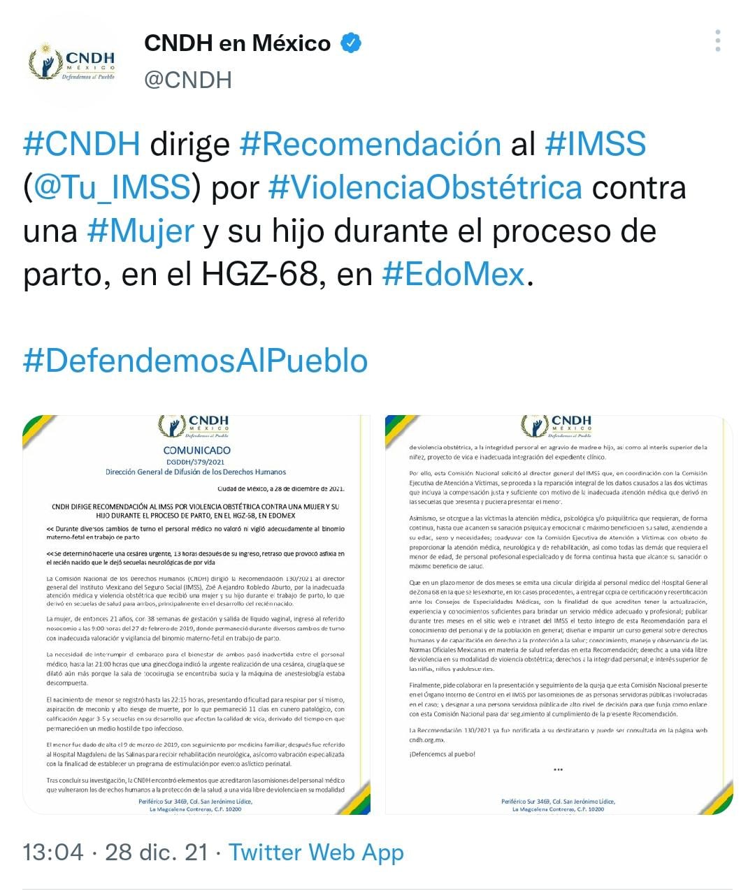 Recomendación de la CNDH
