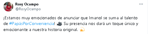 Rosy Ocampo confirma a Imanol como parte de Papás por Conveniencia.