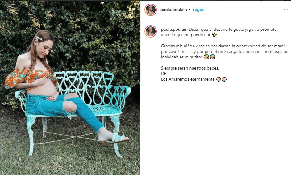 Pao Poulain anuncia muerte de sus gemelos.