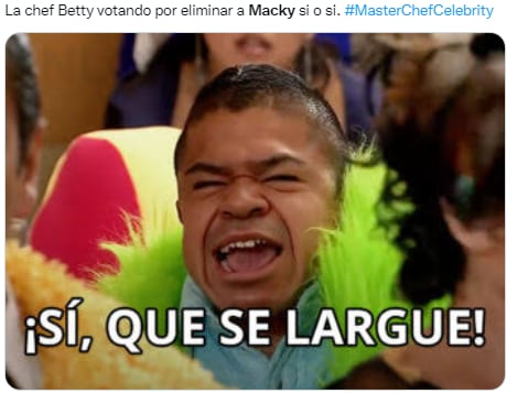 Meme de la chef Betty vs Macky en MasterChef Celebrity.