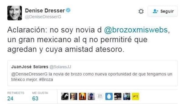 No hay romance entre Brozo y Dresser