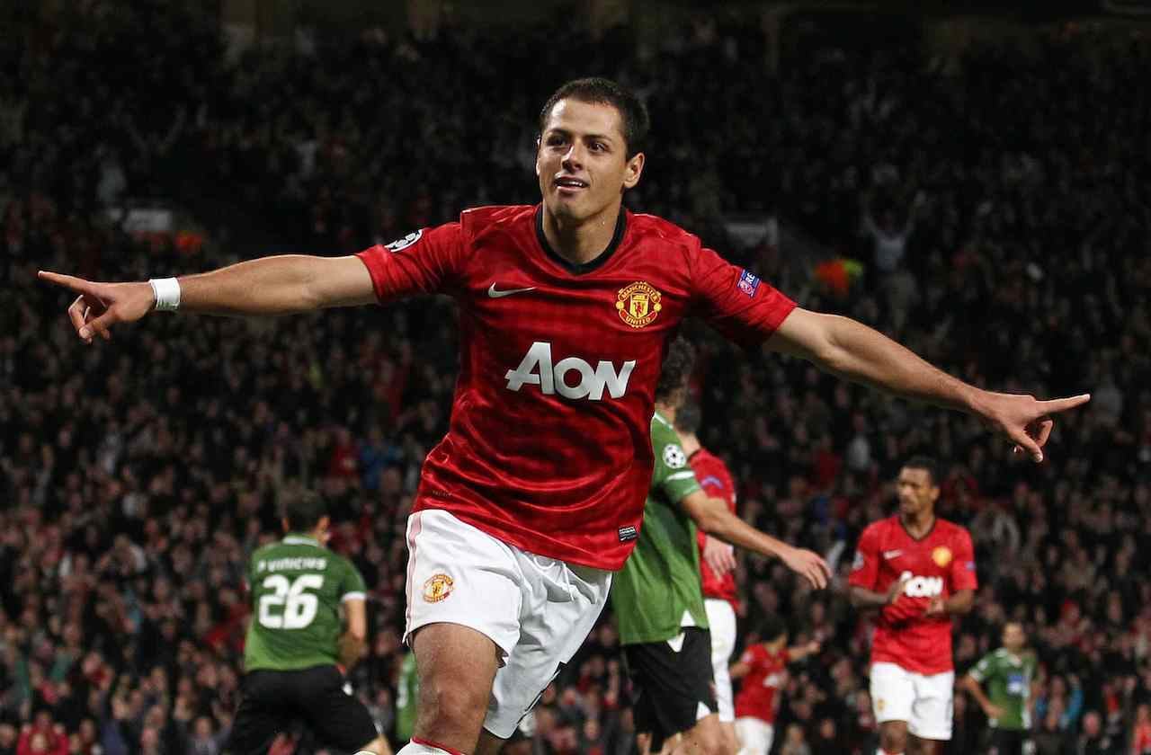 Javier Hernández en su paso por el Manchester United