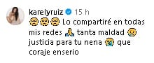Karely Ruiz externa su apoyo a la mamá de Kim, niña víctima de abuso sexual infantil.