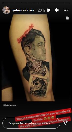 Tatuaje de la cara de Yeferson Cossio.