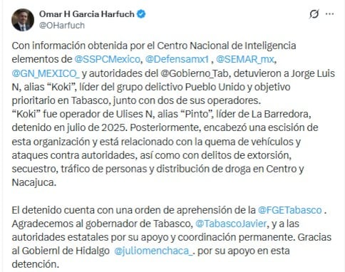 Detienen a Jorge Luis “Koki”, líder de Pueblo Unido