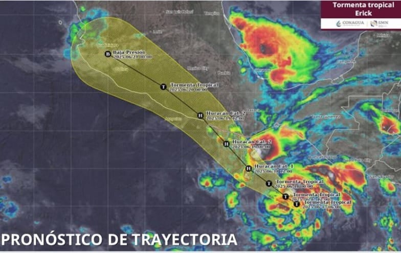 Trayectoria de la Tormenta tropical Erick hoy 17 de junio
