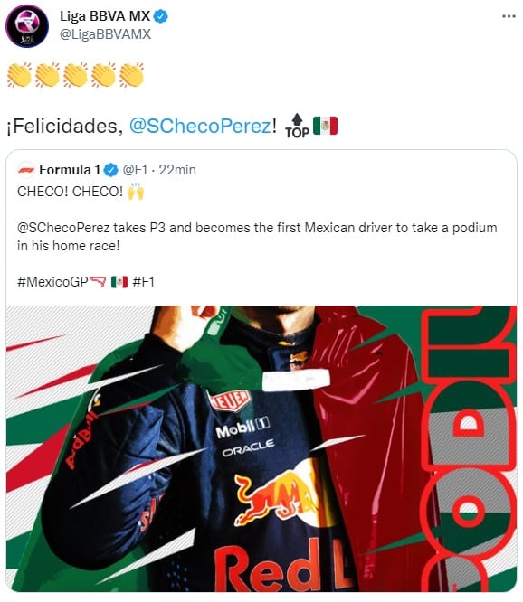 Liga MX sobre Checo Pérez