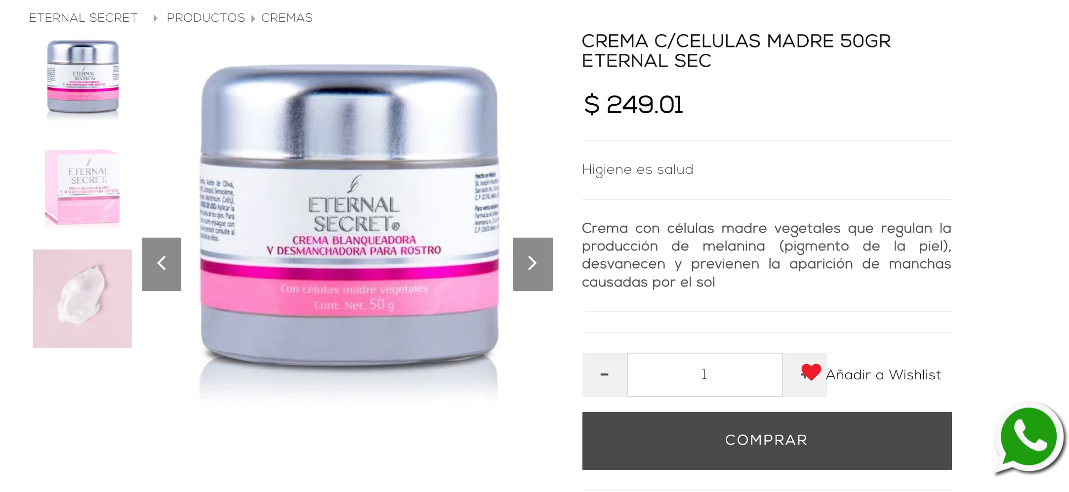 Esta es la crema Eternal Secret desmanchadora y blanqueadora