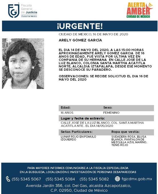 Ficha de búsqueda de Arely.