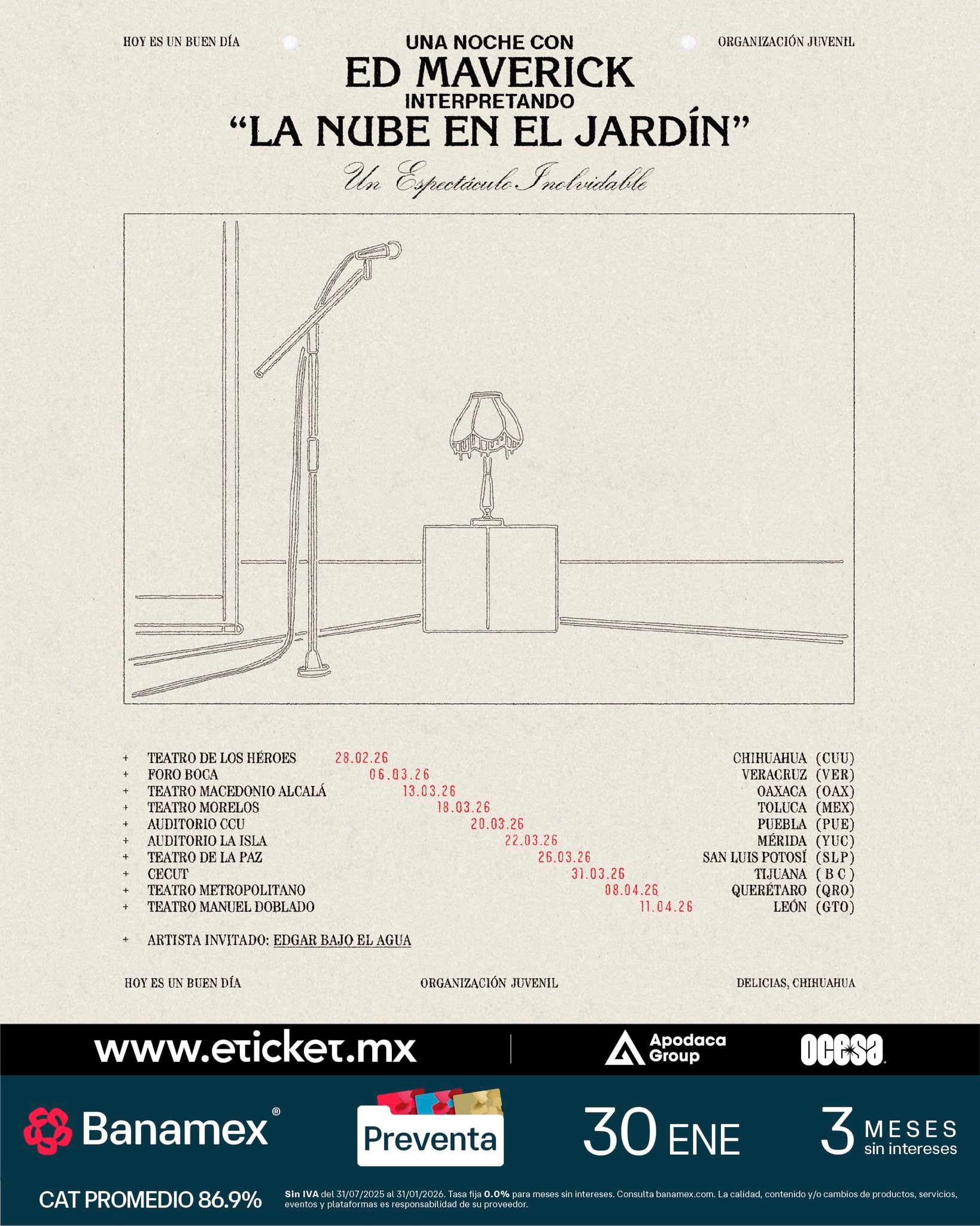 Ed Maverick anuncia gira por México: fechas, ciudades y boletos de La Nube en el Jardín