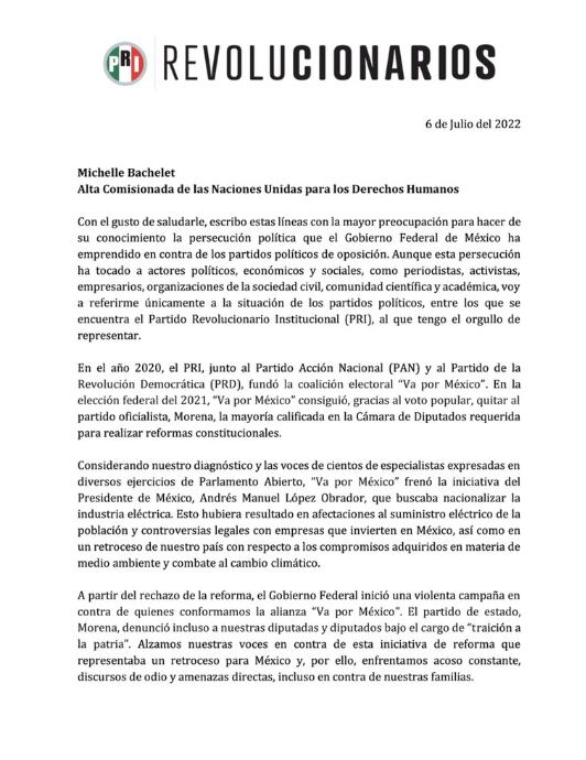 Carta de Alejandro Moreno