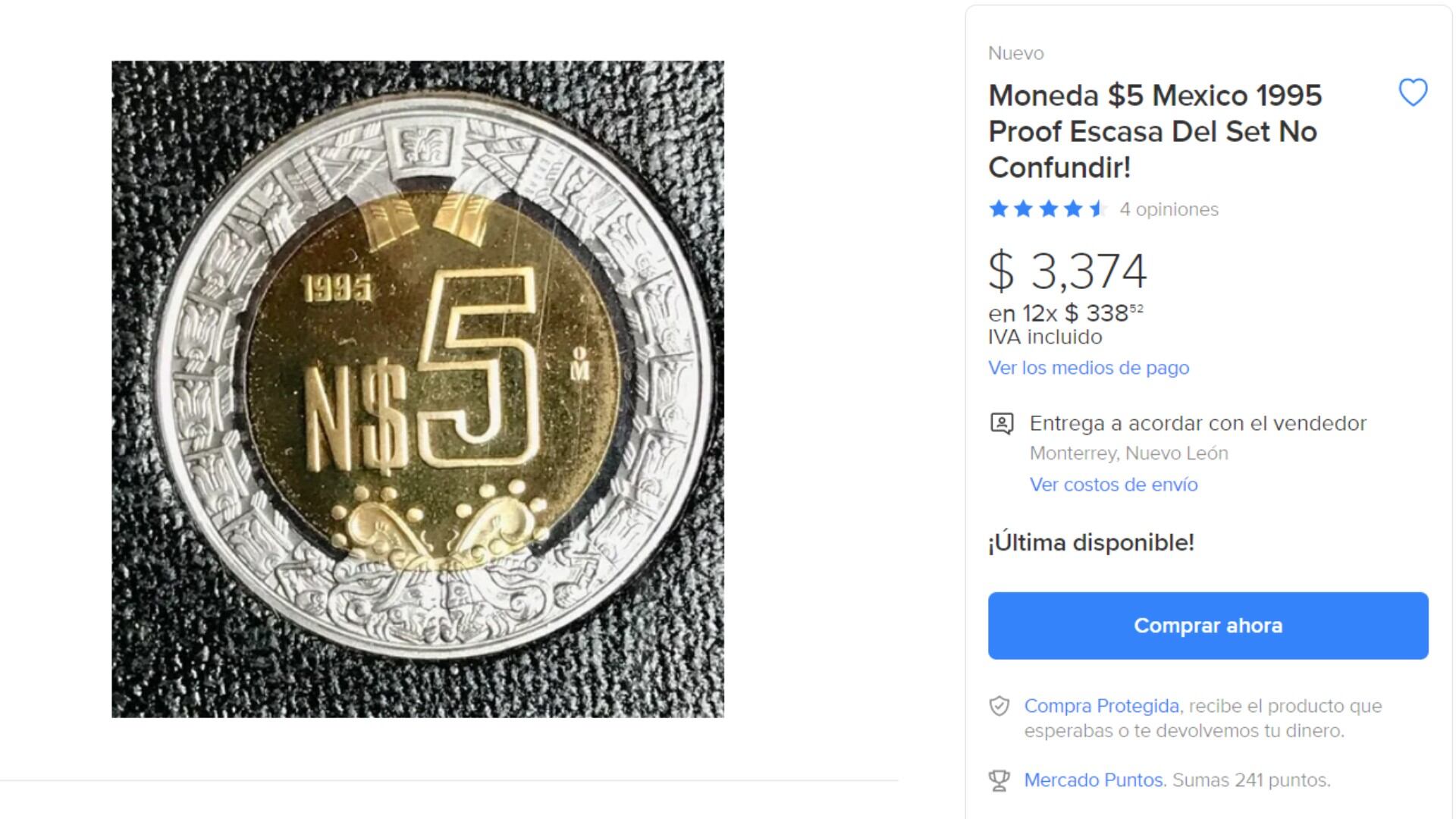 Moneda de 5 pesos - 1995