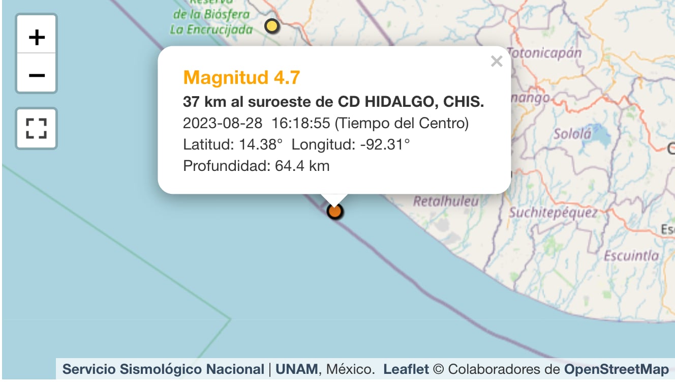 Sismo en Chiapas hoy 28 de agosto